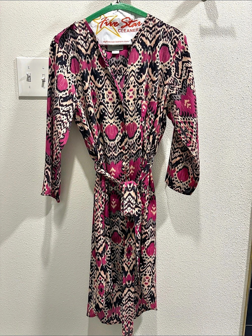 MaEve Geometric Midi Dress in Pink & Black Size Medium Like New